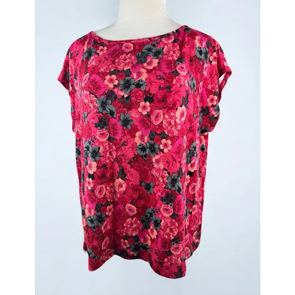 ✨2/$20 Talbots Floral Cap Sleeve Top Stretchy Knit 3Xp Plus Size 3X Petite - Picture 11 of 11